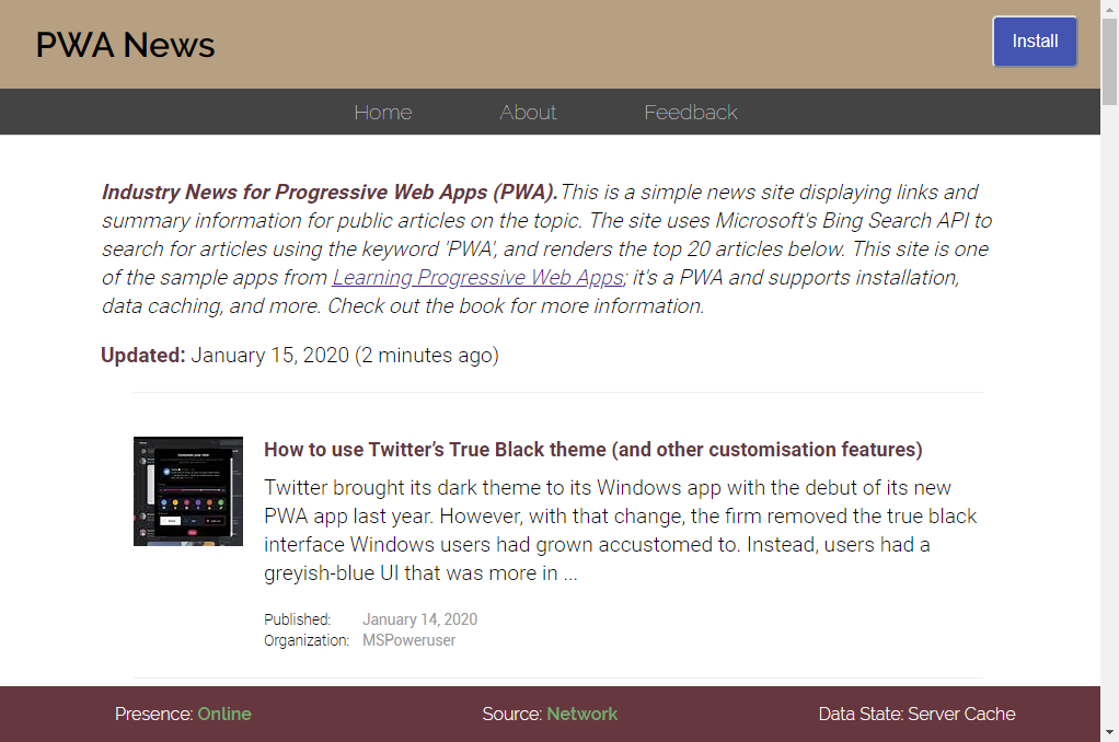 PWA News Site